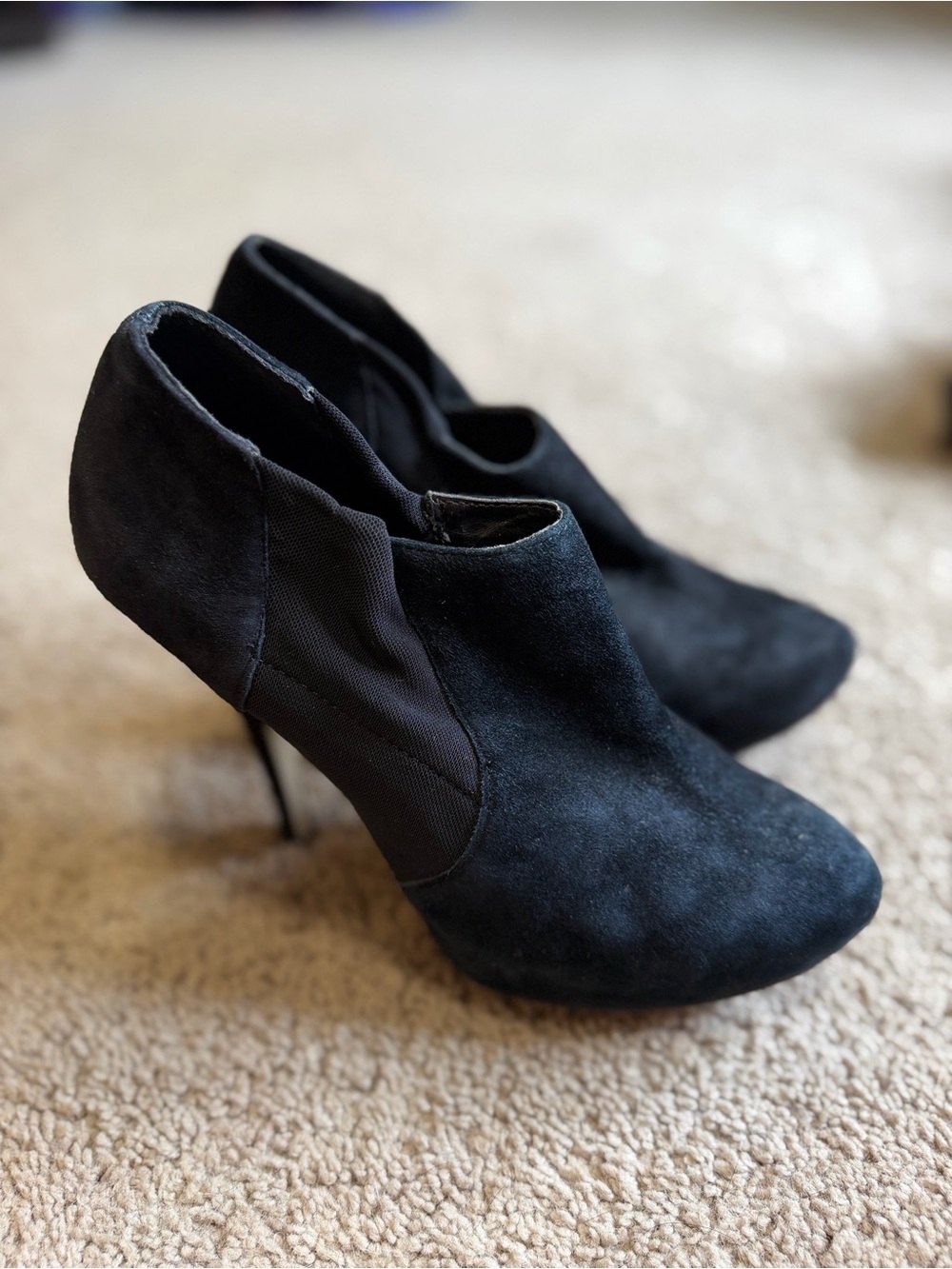 Jessica Simpson Black Suede Stiletto Ankle Booties